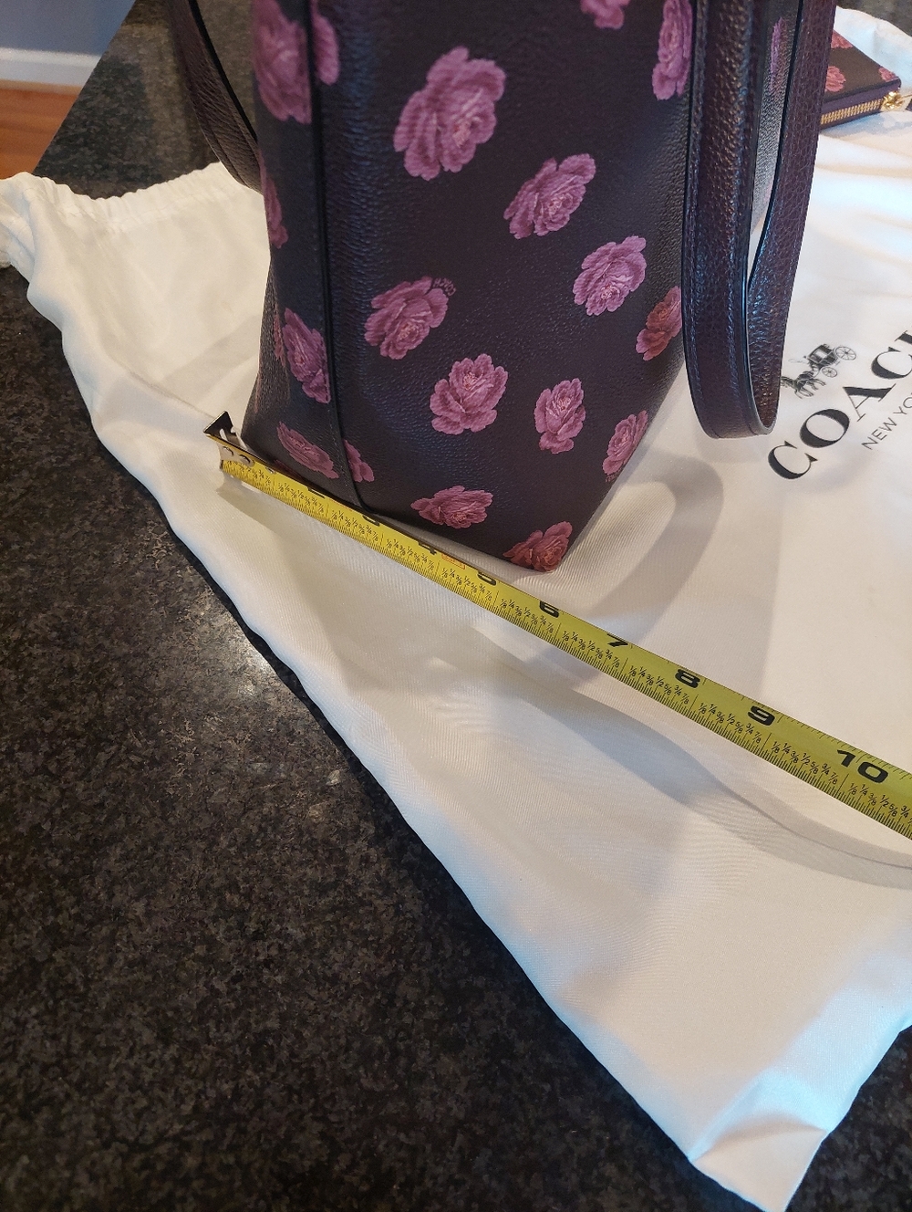 Coach Plum Tote and Matching Wallet with Pink Rose Print - Picture 5 of 12